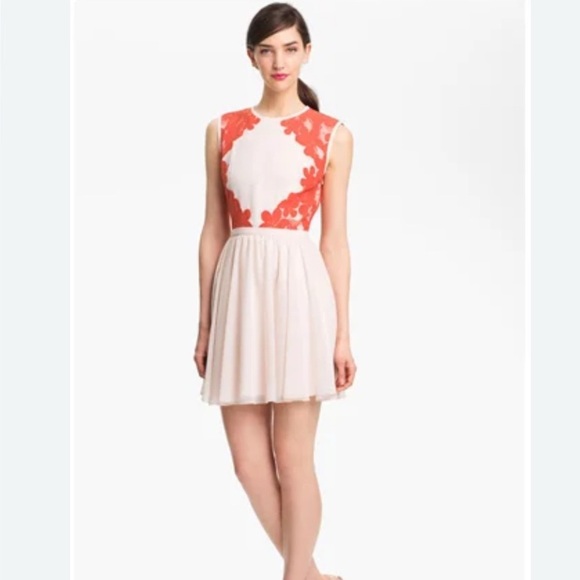 NWT Ted Baker Orange Sleeveless Midi Dress Lace Size 4 - Picture 1 of 15